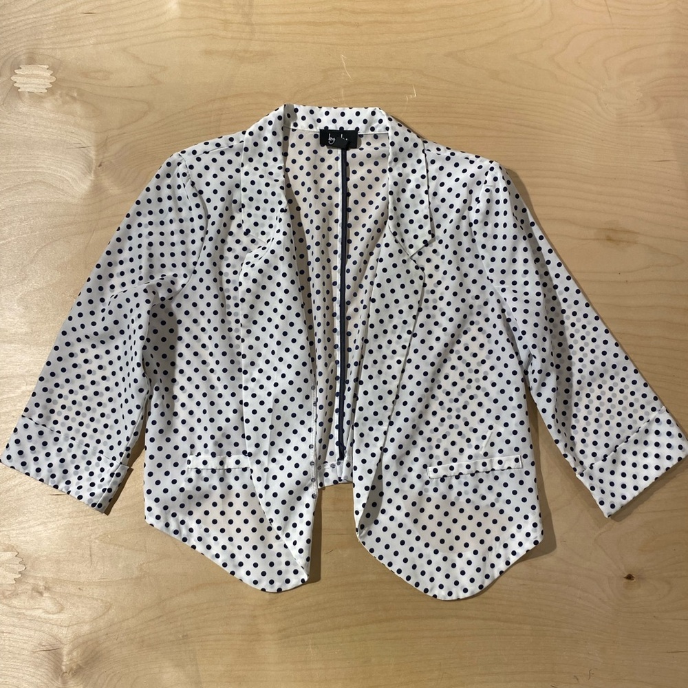 by & by White Blazer with Black Polka Dots XL (QT)